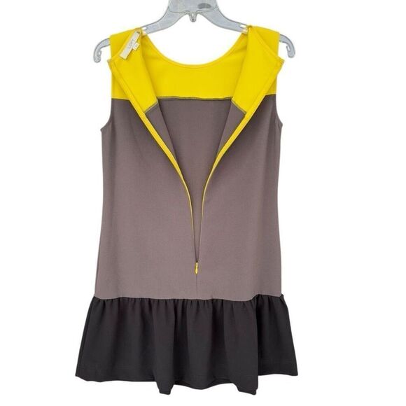 LOFT Yellow Gray Black ClorBlock Layered Mini Shift Dress Sleeveless Women Sz 2 - Picture 5 of 9